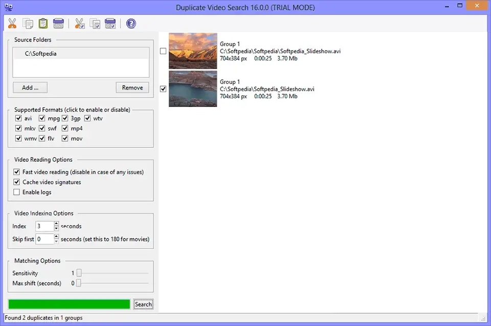 Duplicate Video Search - Screen Shot