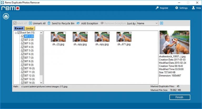 Remo Duplicate Photos Remover - Screen Shot